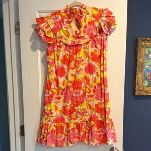 CK Bradley Floral Ruffle Dress - Pink, Yellow, Orange